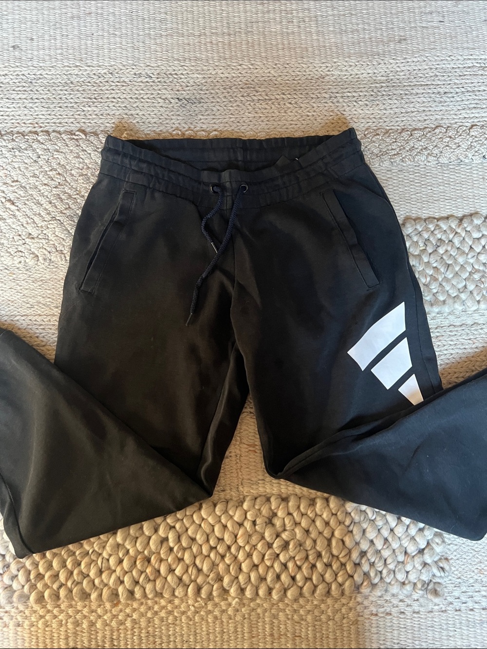 Adidas Black Jogger Sweatpants with White Logo Accent